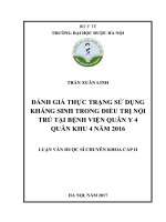 Đánh giá thực trạng sử dụng kháng sinh trong điều trị nội trú tại bệnh viện quân y 4 quân khu 4 năm 2016 