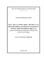 Di cư mùa vuk nông thôn  đô thị và vai trò giới trong gia đình có người di cư nông thôn Hải Phòng (Luận án tiến sĩ)