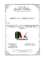 Đánh giá hiệu quả sản xuất, kinh doanh phân bón tại công ty cổ phần vật tư nông nghiệp thừa thiên huế 