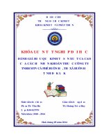 Đánh giá hiệu quả kinh tế sản xuất ca cao của các hộ nhận khoán thuộc công ty TNHH MTV cà phê buôn hồ, thị xã buôn hồ, tỉnh đắk lắk 