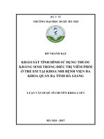 Khảo sát tình hình sử dụng thuốc kháng sinh trong điều trị viêm phổi ở trẻ em tại khoa nhi bệnh viện đa khoa quản bạ tỉnh hà giang 