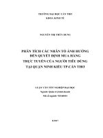 PHÂN TÍCH CÁC NHÂN TỐ ẢNH HƯỞNG ĐẾN QUYẾT ĐỊNH MUA HÀNG  TRỰC TUYẾN CỦA NGƯỜI TIÊU DÙNG TẠI QUẬN NINH KIỀU TP.CẦN THƠ