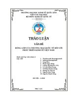 Tiểu luận môn kinh tế quốc tế đóng góp của thương mại quốc tế đối với phát triển kinh tế ở việt nam 