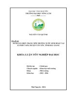 Đánh giá hiện trạng môi trường nước sinh hoạt tại xã Phúc Sơn  huyện Tân Yên  tỉnh Bắc Giang. (Khóa luận tốt nghiệp)