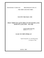 Phát triển du lịch theo tuyến hành lang kinh tế Lạng Sơn – Hà Nội