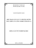 HIỆN TRẠNG sản XUẤT và PHƢƠNG HƢỚNG PHÁT TRIỂN cây CÔNG NGHIỆP TỈNH sơn LA 