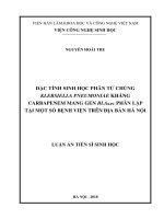 Đặc tính sinh học phân tử chủng Klebsiella pneumoniae kháng carbapenem mang gen blaKPC phân lập tại một số bệnh viện trên địa bàn Hà Nội