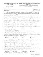 Đề và đáp án 4 mã đề  chuẩn thi THPT quốc gia môn vật lý