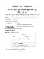 Giáo án Đại số 10 chương 3 bài 2: Phương trình quy về phương trình bậc nhất, bậc hai