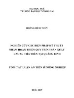 Nghiên cứu các biện pháp kỹ thuật nhằm hoàn thiện quy trình sản xuất cao su tiểu điền tại quảng bình tt