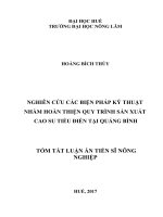 Nghiên cứu các biện pháp kỹ thuật nhằm hoàn thiện quy trình sản xuất cao su tiểu điền tại quảng bình
