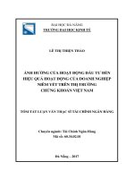 Ảnh hưởng của hoạt động đầu tư đến hiệu quả hoạt động của doanh nghiệp niêm yết trên thị trường chứng khoán việt nam (tt) 