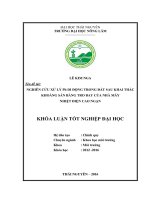Nghiên cứu xử lý Pb di động trong đất sau khai thác khoáng sản bằng tro bay của nhà máy nhiệt điện Cao Ngạn. (Khóa luận tốt nghiệp)
