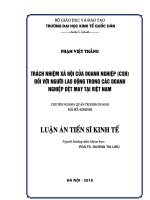Trách nhiệm xã hội của doanh nghiệp (CSR) đối với người lao động trong các doanh nghiệp dệt may tại việt nam 