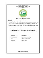 Đánh giá công tác giải quyết tranh chấp, khiếu nại, tố cáo về đất đai trên địa bàn phường Đức Xuân  thành phố Bắc Kạn  tỉnh Bắc Kạn giai đoạn 2013 – 2015. (Khóa luận tốt nghiệp)