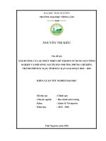 Ảnh hưởng của sự phát triển đô thị đến sử dụng đất nông nghiệp và đời sống người dân tại phường Phùng Chí Kiên  thành Phố Bắc Kạn  tỉnh Bắc Kạn Năm 2010 2015. (Khóa luận tốt nghiệp)