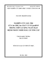 Nghiên cứu giá trị của hs-CRP, hs-cTnT và NT-proBNP trong tiên lượng ngắn hạn bệnh nhân nhồi máu cơ tim cấp (TT)