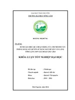 Đánh giá hiệu quả hoạt động của chi nhánh Văn phòng Đăng ký quyền sử dụng đất huyện Văn Lãng  tỉnh Lạng Sơn giai đoạn 2013  2015. (Khóa luận tốt nghiệp)