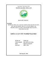 Đánh giá công tác cấp giấy chứng nhận quyền sử dụng đất, quyền sở hữu nhà ở và tài sản khác tại Phường Trưng Vương  thành phố Thái Nguyên  tỉnh Thái Nguyên. (Khóa luận tốt nghiệp)