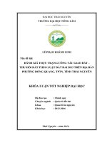 Đánh giá thực trạng công tác giao đất  thu hồi đất theo luật đất đai 2013 trên địa bàn phường Đồng Quang  thành phố Thái Nguyên  tỉnh Thái Nguyên. (Khóa luận tốt nghiệp)
