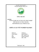 Đánh giá hiệu quả sử dụng đất nông nghiệp trên địa bàn xã Nông Thượng  thành phố Bắc Kạn  tỉnh Bắc Kạn. (Khóa luận tốt nghiệp)