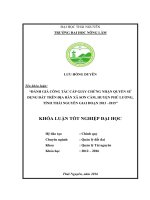 Đánh giá công tác cấp giấy chứng nhận quyền sử dụng đất trên địa bàn xã Sơn Cẩm  huyện Phú Lương  tỉnh Thái Nguyên, giai đoạn 2013 2015. (Khóa luận tốt nghiệp)
