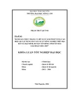 Đánh giá thực trạng và đề xuất giải pháp nâng cao hiệu quả sử dụng đất sản xuất nông nghiệp trên địa bàn xã Đại Minh  huyện Yên Bình  tỉnh Yên Bái, giai đoạn 2010 2015. (Khóa luận tốt nghiệp)