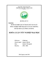 Đánh giá hiệu quả sử dụng đất sản xuất nông nghiệp trên địa bàn xã Xuân Trường  huyện Bảo Lạc  tỉnh Cao Bằng. (Khóa luận tốt nghiệp)