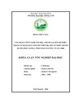 Ứng dụng công nghệ tin học thành lập bản đồ hiện trạng sử dụng đất 2015 trên địa bàn xã Hợp Thành  huyện Phú Lương  tỉnh Thái Nguyên. (Khóa luận tốt nghiệp)