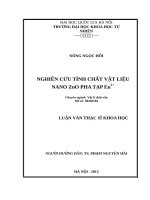 Nghiên cứu tính chất vật liệu nano ZnO pha tạp Eu3+