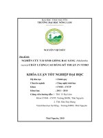 Nghiên cứu kỹ thuật tái sinh giống rau Sắng (Melientha suavis) chất lượng cao bằng kỹ thuật in vitro. (Khóa luận tốt nghiệp)