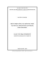 Hoàn thiện công tác kiểm tra thuế tại Chi cục thuế huyện Lập Thạch, tỉnh Vĩnh Phúc (Luận văn thạc sĩ)