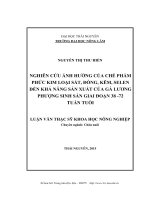 Nghiên cứu ảnh hưởng của chế phẩm phức kim loại sắt, đồng, kẽm, selen đến khả năng sản xuất của gà Lương Phượng sinh sản giai đoạn 38 72 tuần tuổi (Luận văn thạc sĩ)