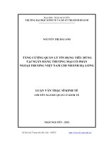 Tăng cường quản lý tín dụng tiêu dùng tại Ngân hàng Thương mại Cổ phần Ngoại thương Việt Nam chi nhánh Hạ Long (Luận văn thạc sĩ)