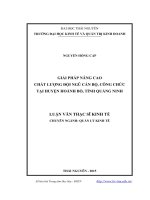 Giải pháp nâng cao chất lượng đội ngũ cán bộ, công chức tại huyện Hoành Bồ, tỉnh Quảng Ninh (Luận văn thạc sĩ)