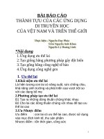 THÀNH TỰU CÁC ỨNG DỤNG DI TRUYỀN HỌC  CUẢ VIỆT NAM VÀ TRÊN THẾ GIỚI