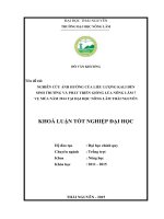 Nghiên cứu ảnh hưởng liêu lượng phân kali đến sinh trưởng và phát triển giống lúa Nông Lâm 7 vụ mùa 2014 tại Đại học Nông Lâm Thái Nguyên (Khóa luận tốt nghiệp)