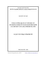 Tăng cường quản lý vốn đầu tư xây dựng cơ bản từ ngân sách nhà nước của huyện Văn Lâm, tỉnh Hưng Yên (Luận văn thạc sĩ)