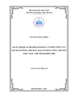 Quản trị quan hệ khách hàng cá nhân tiền vay tại ngân hàng thương mại cổ phần công thương việt nam, chi nhánh bến tre 