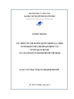 các nhân tố ảnh hưởng quyết định lựa chọn cơ sở khám chữa bệnh bảo hiểm y tế tuyến quận huyện của người dân ở thành phố hồ chí minh 