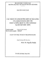 Các nhân tố ảnh hưởng đến sự hài long của khách hàng đối với chất lượng dịch vụ thu gom rác tại huyện hóc môn 