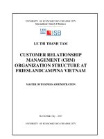 Customer relationship management (CRM) organization structure at frieslandcampina vietnam 