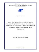 phân tích chính sách hạn mức giao đất, nhận chuyển quyền sử dụng đất của hộ gia đình trong việc tích tụ ruộng đất đến lợi nhuận sản xuất nông nghiệp tại huyện thủ thừa, tỉnh long an 