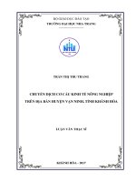 Chuyển dịch cơ cấu kinh tế nông nghiệp trên địa bàn huyện vạn ninh, tỉnh khánh hòa 