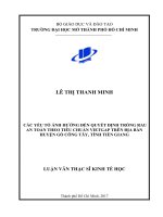 các yếu tố ảnh hưởng đến quyết định trồng rau an toàn theo tiêu chuẩn vietgap trên địa bàn huyện gò công tây, tỉnh tiền giang