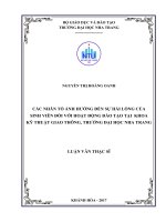 Các nhân tố ảnh hưởng đến sự hài lòng của sinh viên đối với hoạt động đào tạo tại khoa kỹ thuật giao thông, trường đại học nha trang 