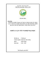 Đánh giá hiện trạng sử dụng thuốc bảo vệ thực vật và đề xuất biện pháp bảo vệ môi trường trên địa bàn huyện Định Hóa  tỉnh Thái Nguyên (Khóa luận tốt nghiệp)