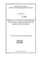 Nghiên cứu các nhân tố ảnh hưởng đến sự hài lòng của khách hàng đối với dịch vụ thức ăn nhanh