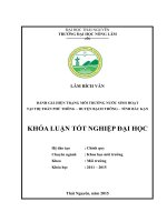 Đánh giá hiện trạng môi trường nước sinh hoạt tại thị trấn Phủ Thông – huyện Bạch Thông – tỉnh Bắc Kạn (Khóa luận tốt nghiệp)