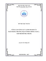 Nâng cao năng lực cạnh tranh của ngân hàng thương mại cổ phần đông nam á, chi nhánh nha trang 